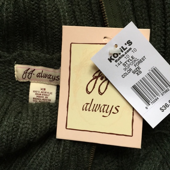 Green zip-neck turtleneck sweater - Picture 5 of 5